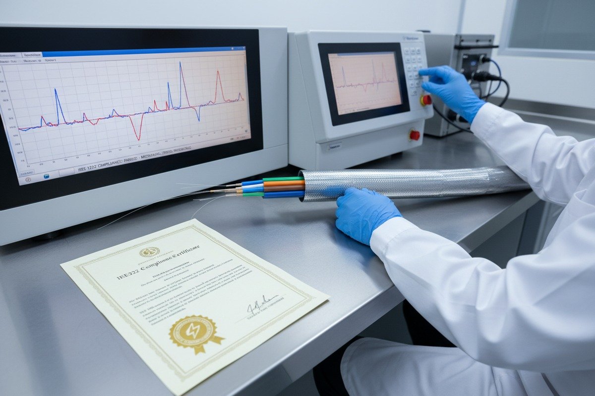 Technical documentation including OTDR reports and IEEE 1222 compliance for ADSS cable performance (ID#3)