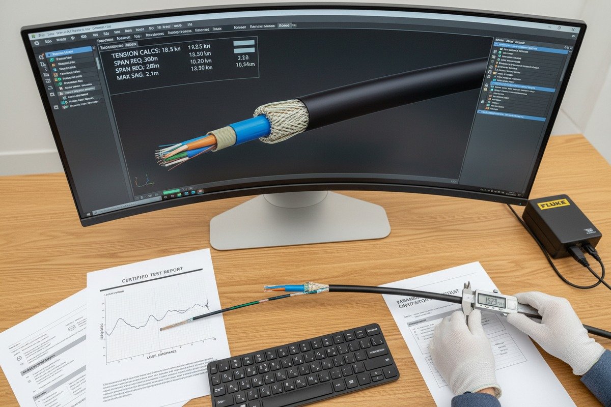 Technical documentation and sag-tension reports for ADSS cable span and tension requirements (ID#3)