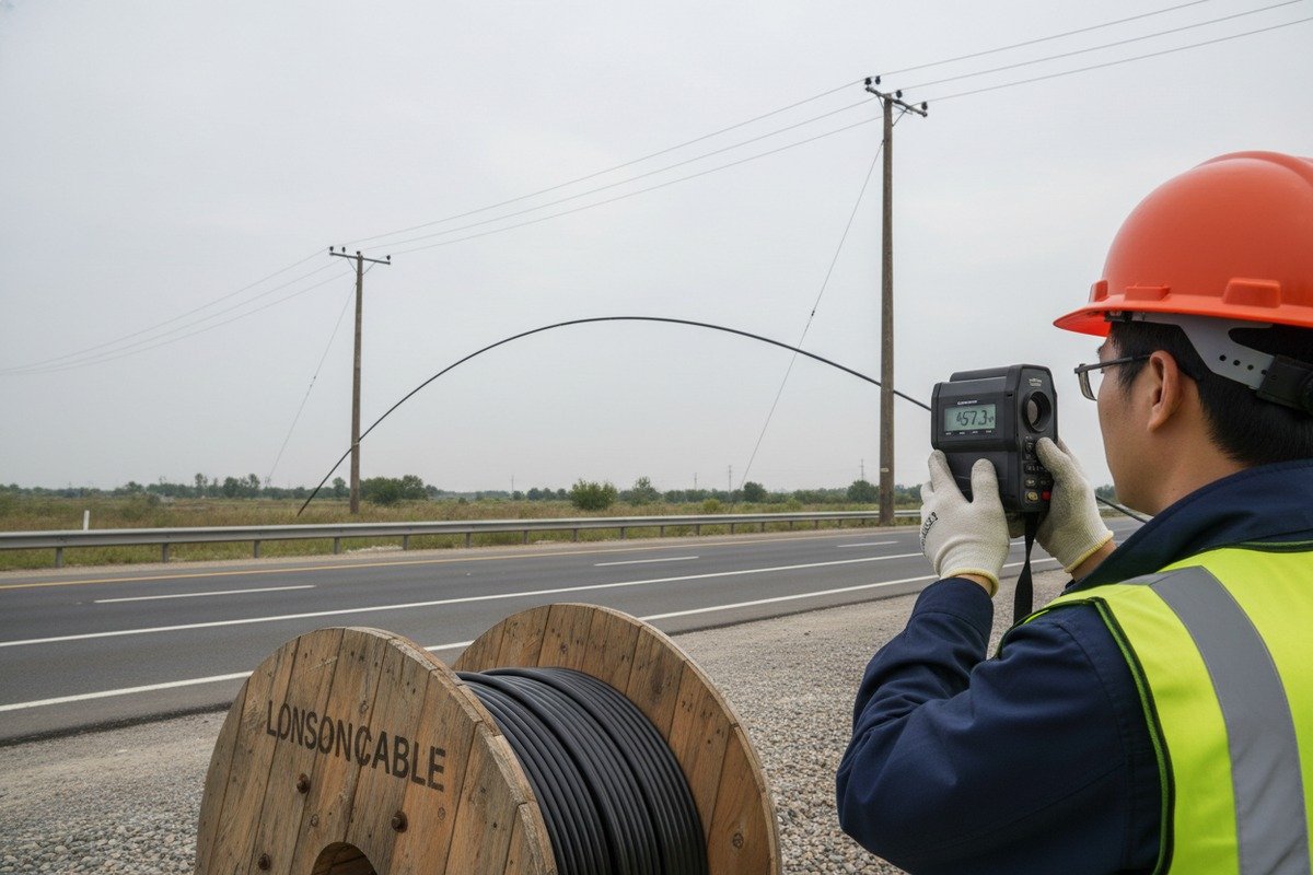 Measuring pole distances to determine correct ADSS cable span length for power lines (ID#2)
