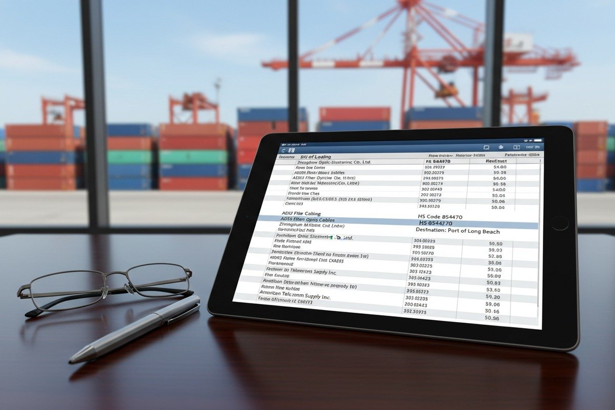 Accessing US customs data and HS code 854470 to prove ADSS cable shipment history (ID#2)