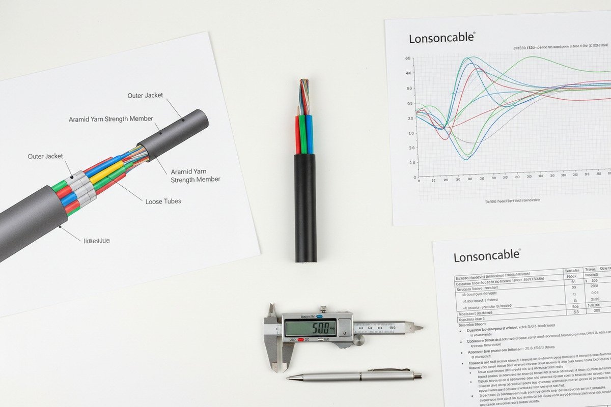 Customized cross-section diagrams and mechanical calculations for specific ADSS fiber optic cable configurations (ID#4)