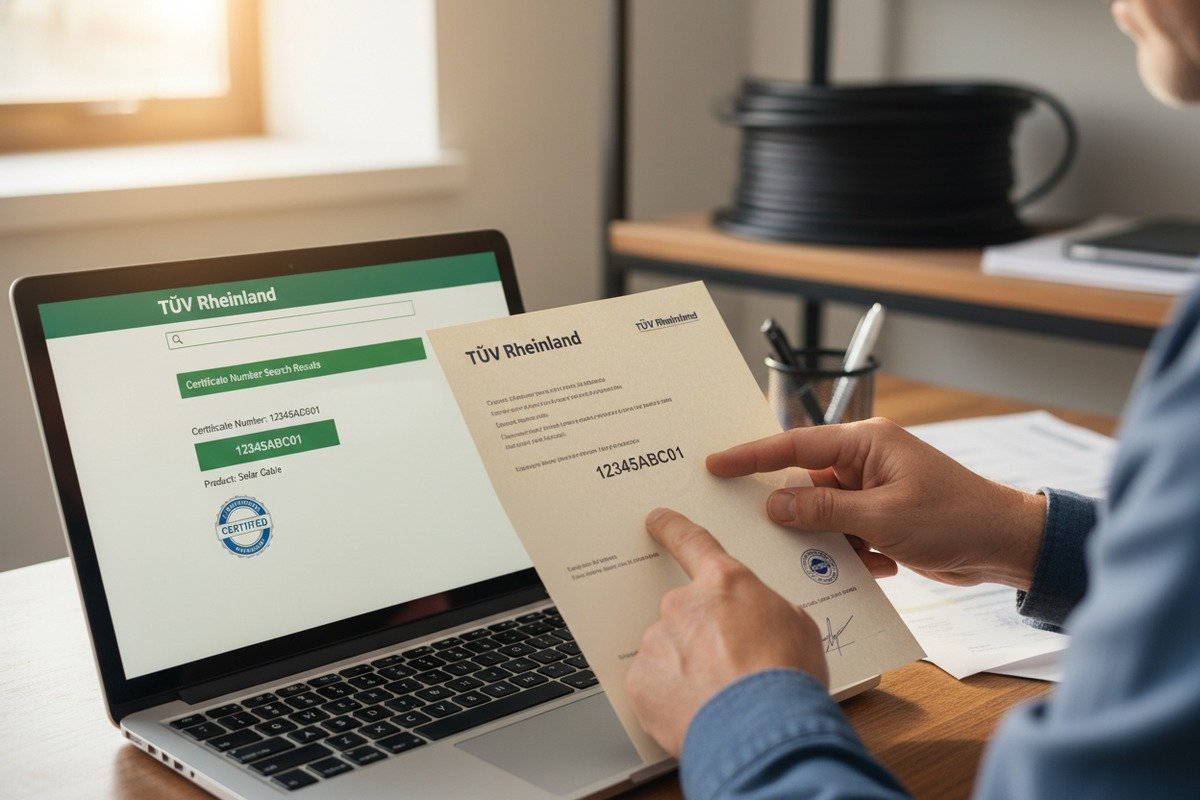 Verifying authentic TUV certification for EN 50618 solar cables via online databases (ID#2)