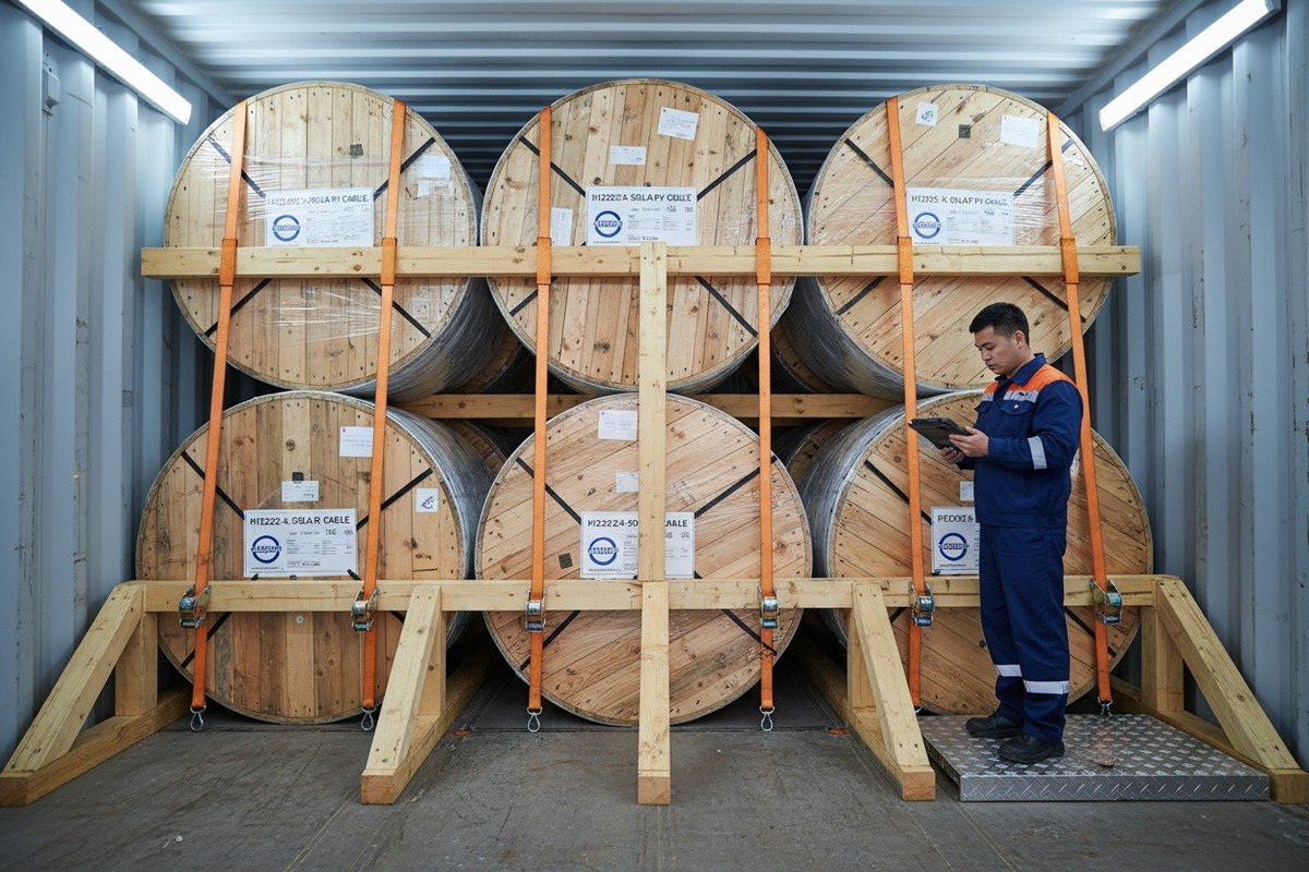 Verifying forwarder experience with heavy solar cable shipments and drum weight distribution (ID#2)