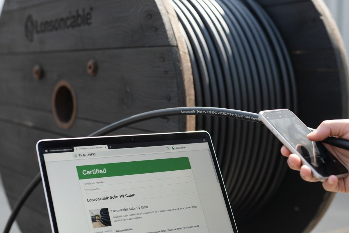 Verifying authentic TUV EN50618 certification for 25-year solar cable durability (ID#2)