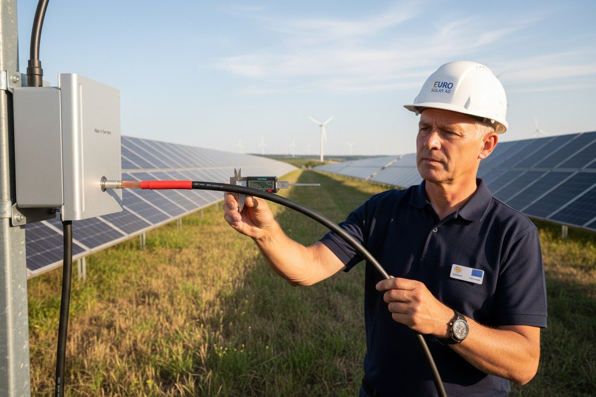 Solar PV cable installation showing the impact of bending radius during sourcing (ID#1)
