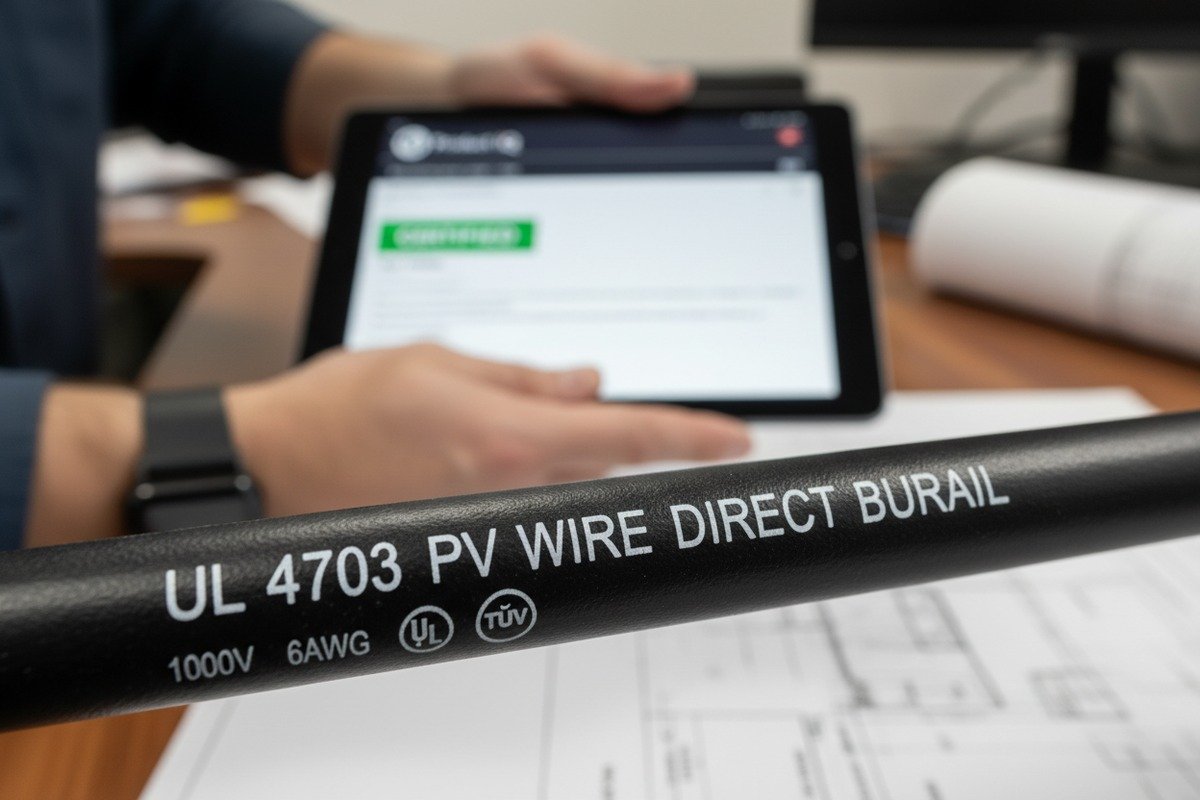 Verifying UL 4703 and USE-2 certifications for direct burial solar cables (ID#2)