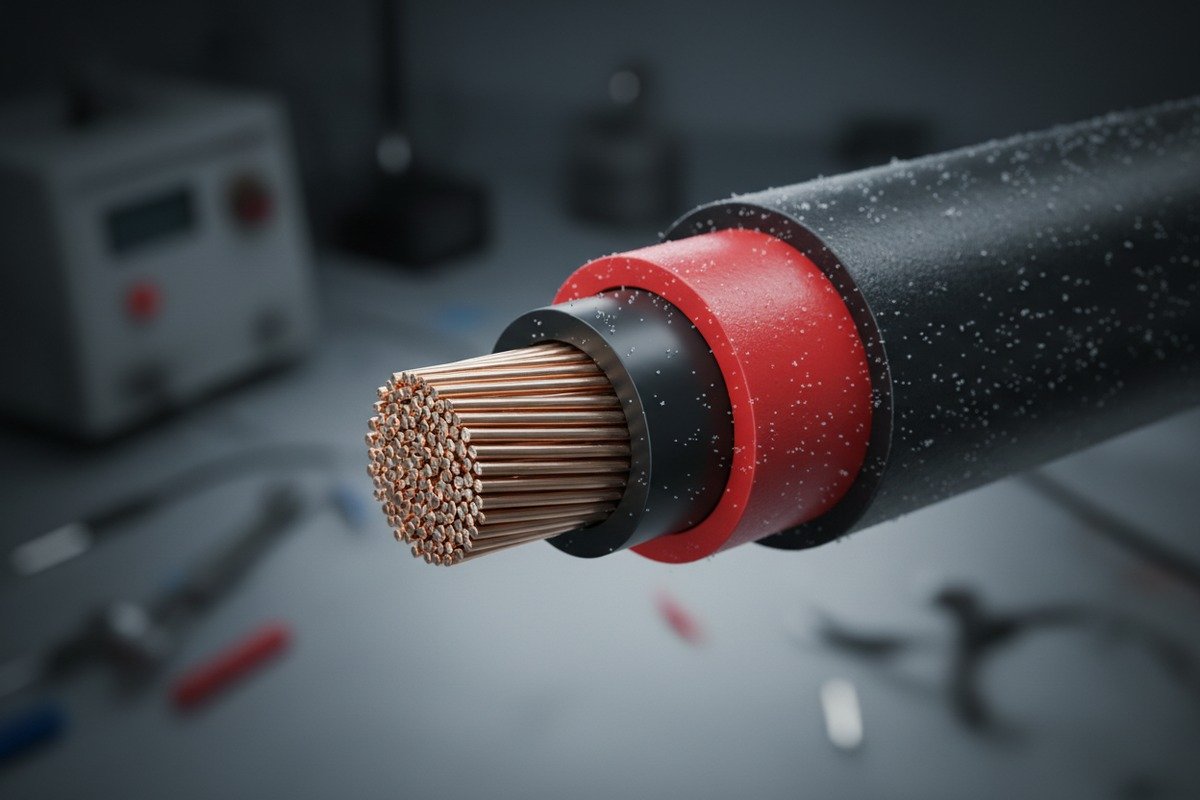 Solar PV cable with XLPO insulation maintaining flexibility and elongation at -40°C temperatures (ID#3)