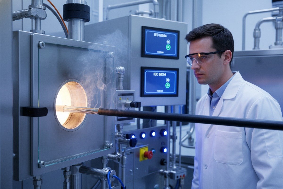 Testing solar cables for LSZH compliance and UV resistance using IEC and ASTM standards (ID#3)