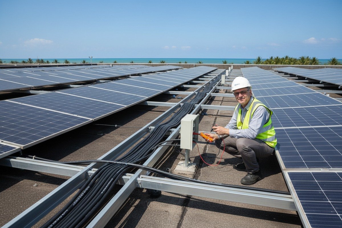 Ensuring 25-year solar cable lifespan using marine-grade materials and IP68 connectors in coastal humidity (ID#4)