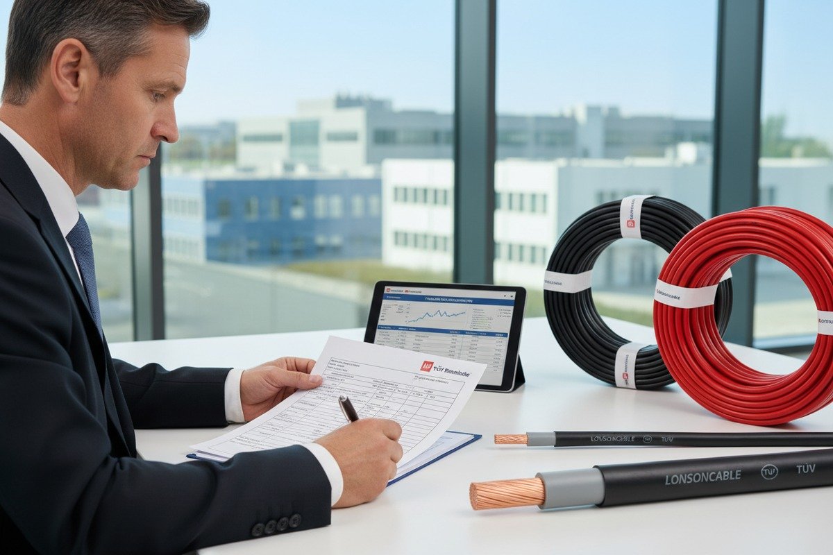 Reviewing certified test reports for solar cable tensile strength and break force (ID#2)