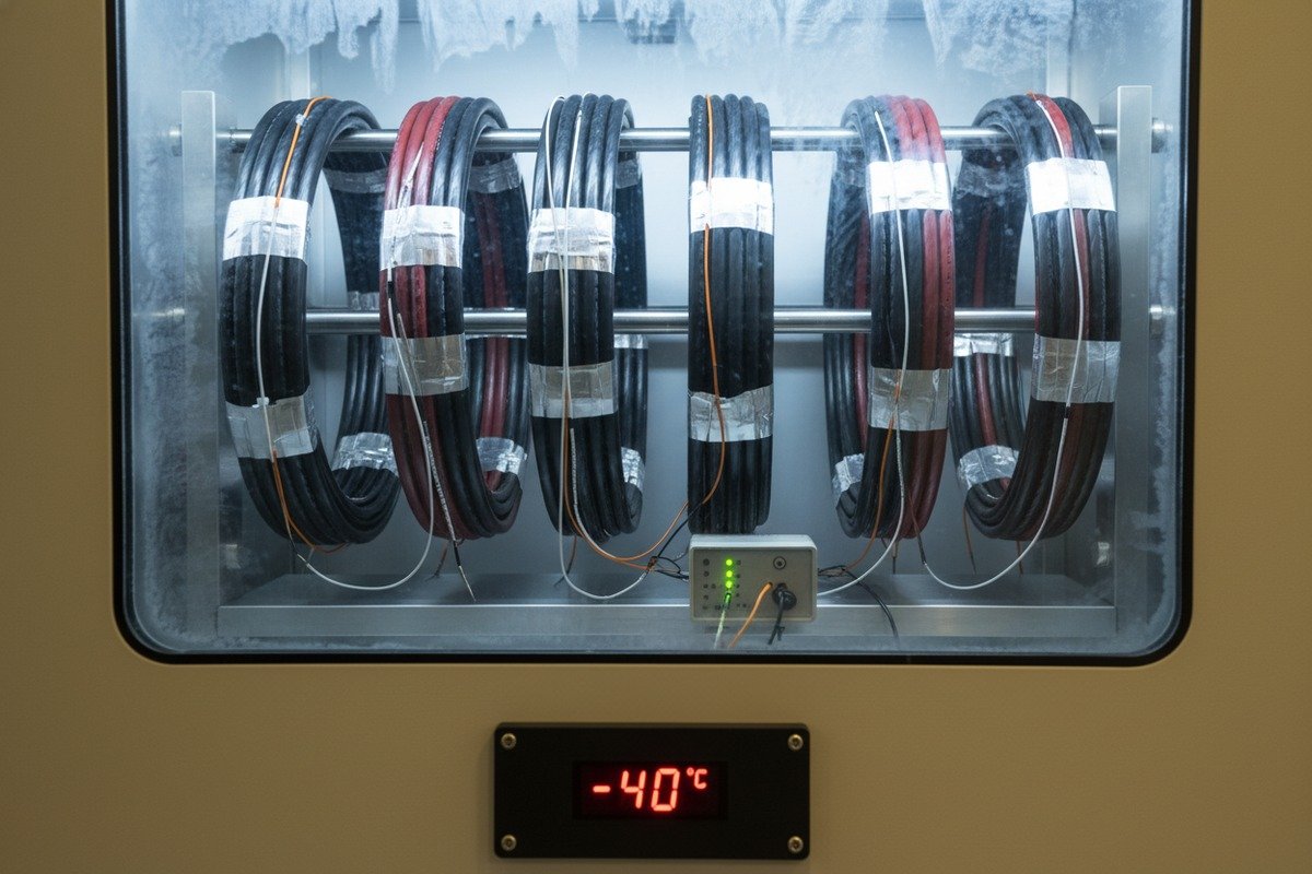 Measuring Cable Thermal Expansion Measuring H1Z2Z2-K cable thermal expansion during extreme temperature cycling tests (ID#2)